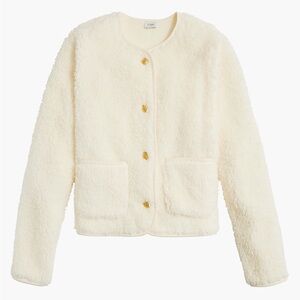 J. Crew Women's Loose Fit Sherpa Lady Jacket Long Sleeve Ivory Size X-Large